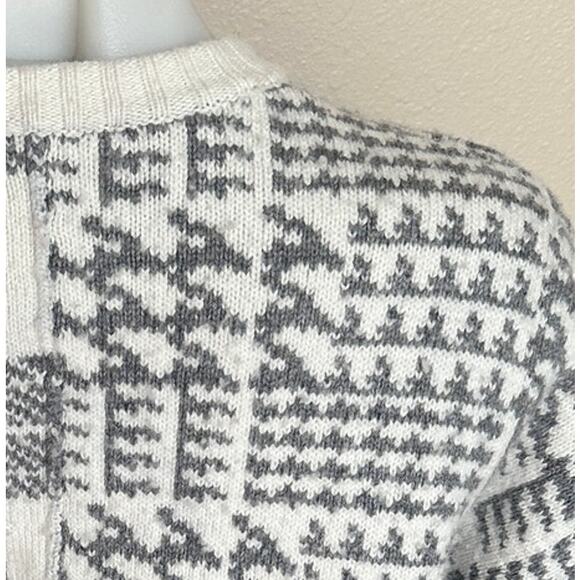Splendid White Gray Herringbone Sweater SMALL Boxy Oversized Plaid Preppy $178 - Picture 13 of 13